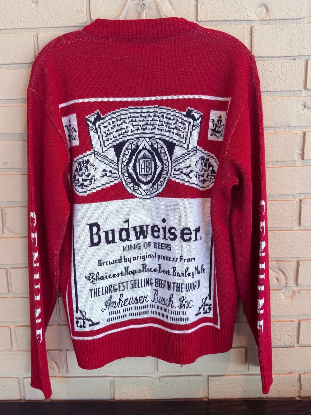 Budweiser Vintage 70s Knit Sweater Novelty Adult M Made In USA Beer Americana - Picture 3 of 6